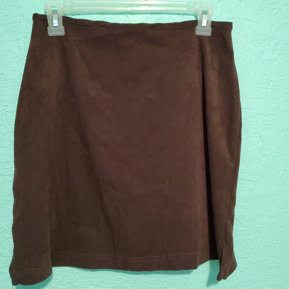 Brown Suede Feel Mini Skirt
